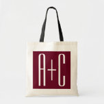 Simple Couples Initials | White & Burgundy Tote Bag<br><div class="desc">Classy,  bold & modern.</div>