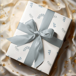 Simple Cozy Boho Leaves White Background Wrapping Paper