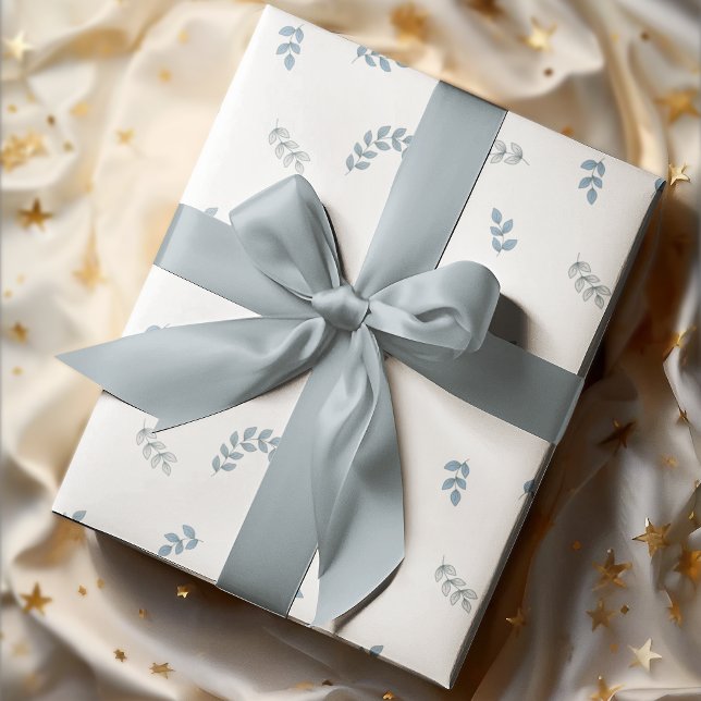 Simple Cozy Boho Leaves White Background Wrapping Paper (Creator Uploaded)