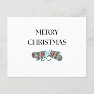 Simple Cozy Christmas Mittens Holiday Post Card