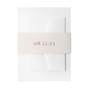 Simple Cream and Terracotta Date Wedding Invitatio Invitation Belly Band