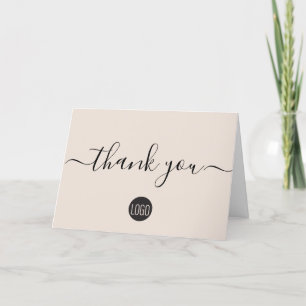 Simple Cream Beige Business logo Custom Thank You Card
