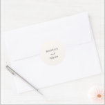 Simple Cream Elegant Wedding Classic Round Sticker<br><div class="desc">Modern wedding sticker featuring a simple design with a combination of a contemporary sans serif font and an elegant handwriting script.</div>