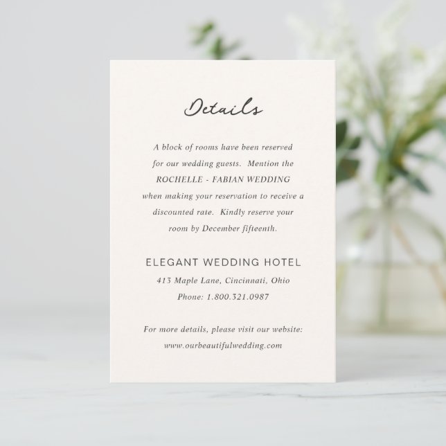 Simple Cream Elegant Wedding Enclosure Card (Standing Front)
