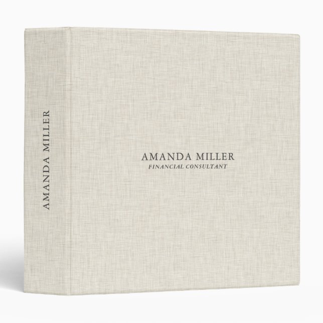 Simple Cream Linen Texture With Grey Typography Binder (Front/Spine)