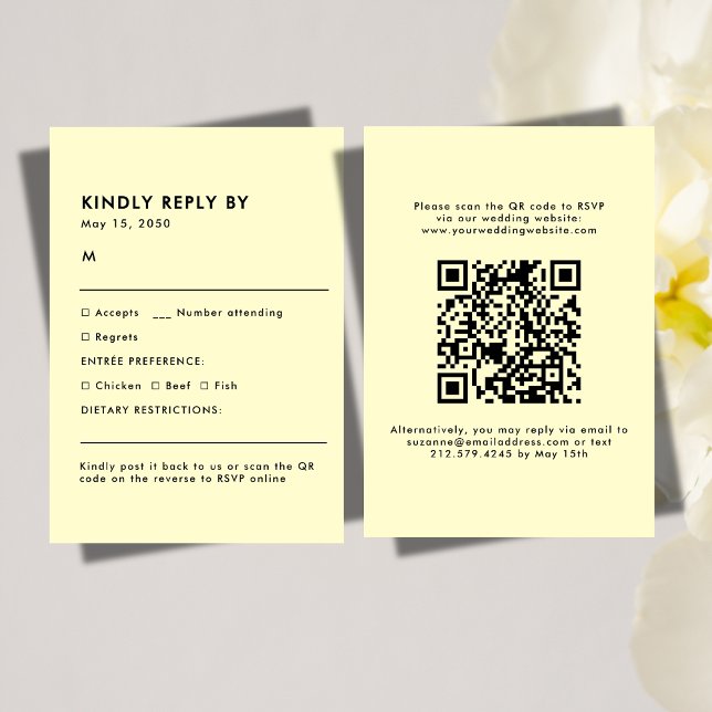 Simple Cream Meal Choice Wedding RSVP Card (Simple Cream Meal Choice Wedding RSVP Card)