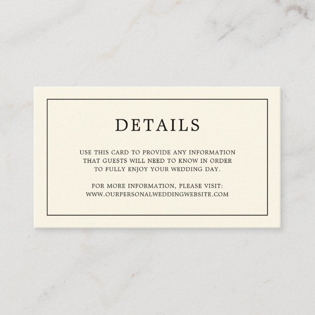 Simple Cream Monogram Elegant Wedding Enclosure Card (Front)