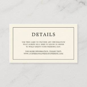 Simple Cream Monogram Elegant Wedding Enclosure Card