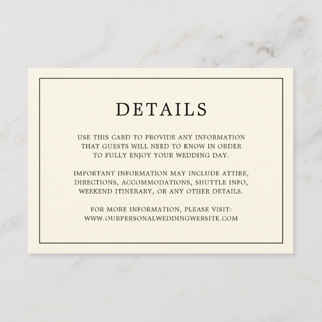 Simple Cream Monogram Elegant Wedding Enclosure Card (Front)