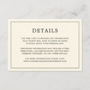 Simple Cream Monogram Elegant Wedding Enclosure Card