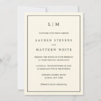 Simple Cream Monogram Elegant Wedding