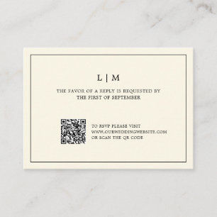 Simple Cream Monogram QR Code Elegant Wedding Card