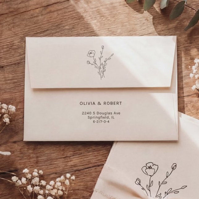 Simple Cream Rustic Floral Wedding Envelope (Creator Uploaded)