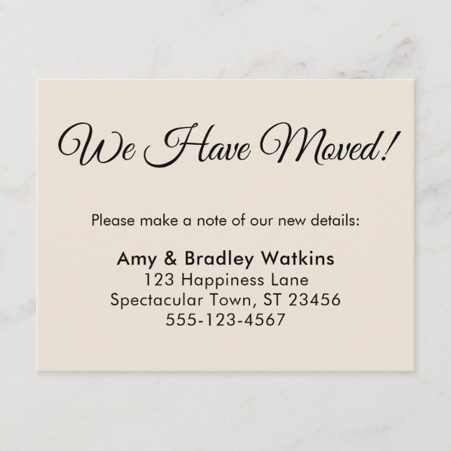 Simple Cream We Have Moved Change of Address Enclosure Card (Front)