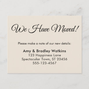 Simple Cream We Have Moved Change of Address Enclosure Card