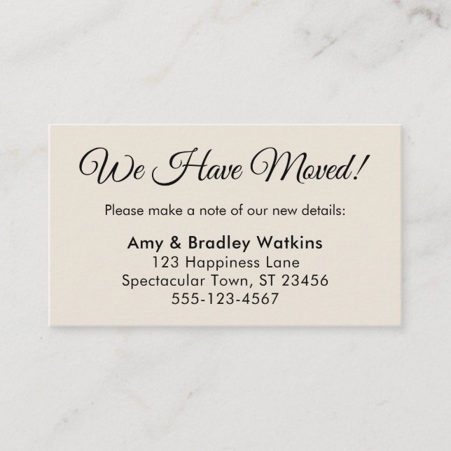Simple Cream We Have Moved Change of Address Enclosure Card (Front)