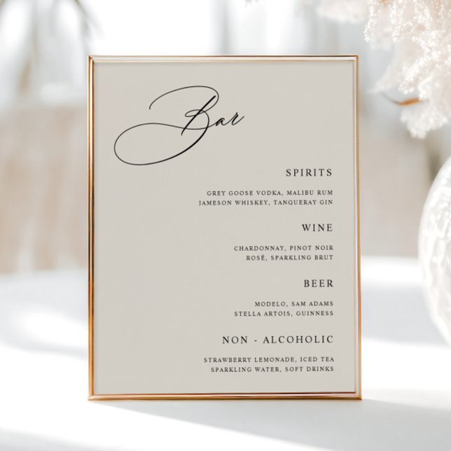 Simple Cream Wedding Bar Menu  Poster (Creator Uploaded)