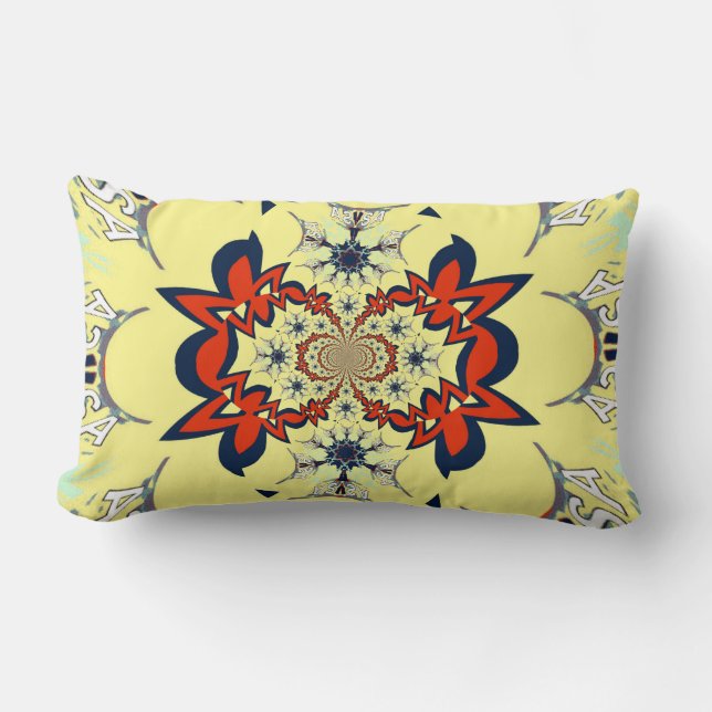 Simple creamy elegant pattern design lumbar pillow (Front)