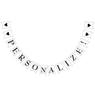 Simple Create Your Own Cute Black Hearts Party  Bunting Flags