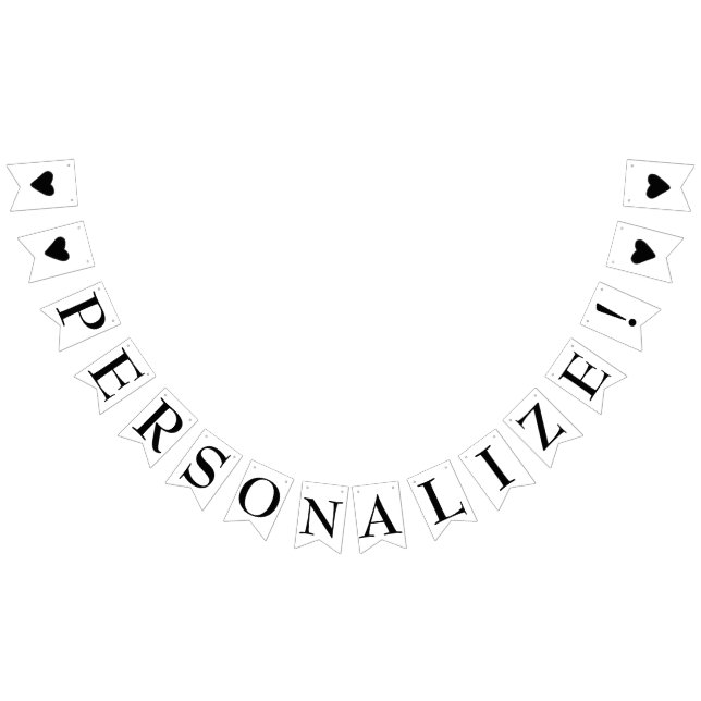 Simple Create Your Own Cute Black Hearts Party  Bunting Flags (All)