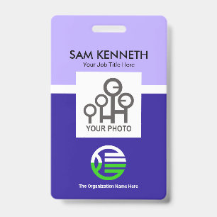 Simple Creative Blue Column Company Photo Template Badge