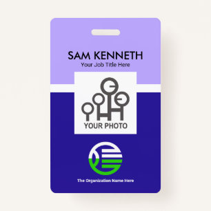 Simple Creative Blue Column Company Photo Template Badge