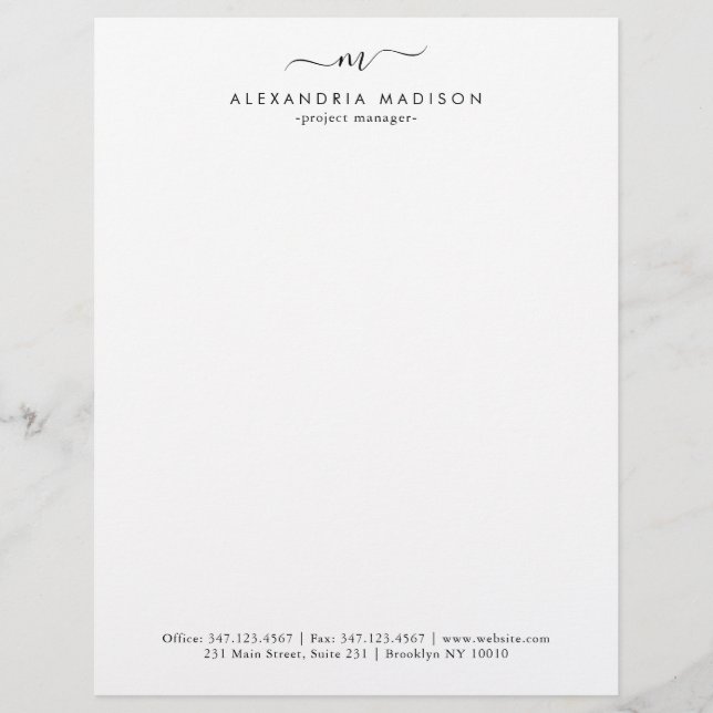 Simple Creative Professional Modern Monogram Letterhead (Front)