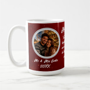 Simple Crimson Red Couple 1st Christmas Together Coffee Mug