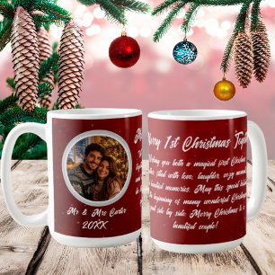 Simple Crimson Red Couple 1st Christmas Together  Coffee Mug
