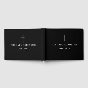 Simple Cross Celebration of Life Funeral Memorial Guest Book