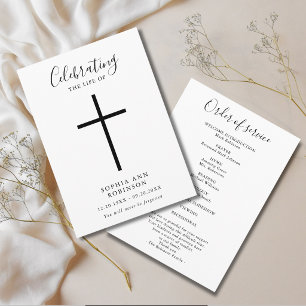 Simple Cross Celebration of Life Order of Service Program