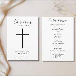 Simple Cross Celebration of Life Order of Service Program