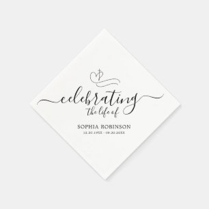 Simple Cross Elegant Script Funeral Memorial Napkin