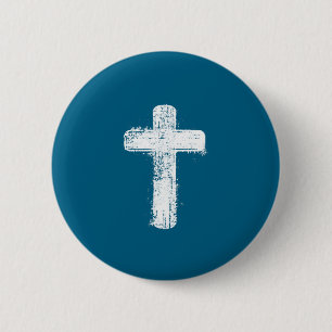 Simple Cross Faith Minimal Christian Symbol 2 Inch Round Button