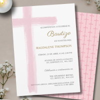 Simple Cross Girl Pink Baptism Bautizo