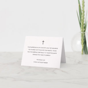 Simple Cross Off White Funeral Acknowledgment Thank You Card