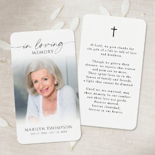 Simple Cross Photo Funeral Funeral Prayer Card