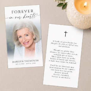 Simple Cross Photo  Funeral Memorial Prayer Card