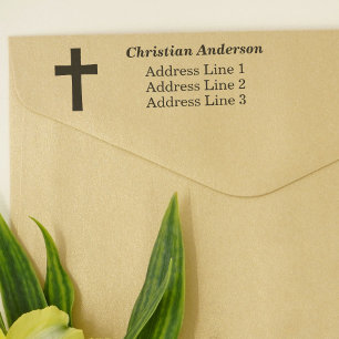 Simple Cross Return Address Self-inking Stamp
