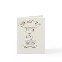 Simple Crown Minimalist Wedding Folded Invitation