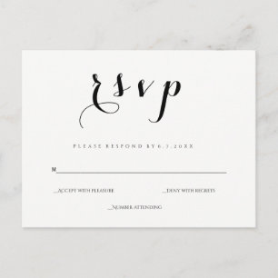 Simple cursive modern wedding rsvp postcards