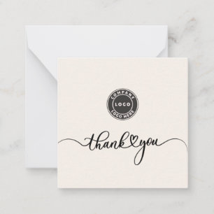 Simple Cursive Script Business Logo Thank You Card