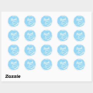 Simple Cursive Thank you Blue Classic Round Sticker