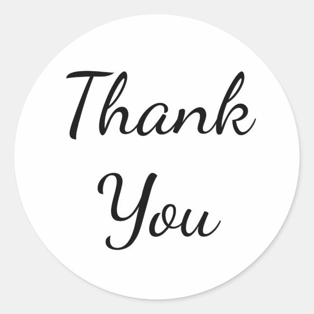 Simple Cursive Thank You Classic Round Sticker (Front)