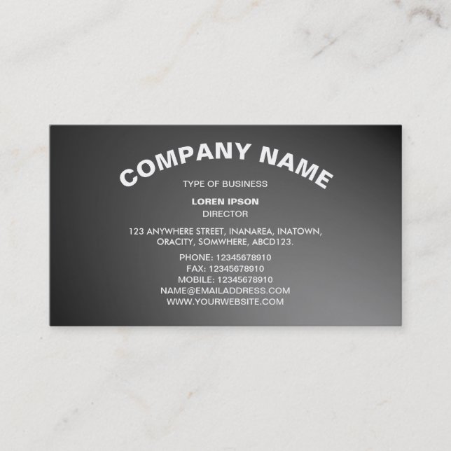 Simple Curved Text 06 - Grey Business Card (Front)