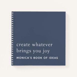 Simple Custom 2 Motivational Quote Dusty Navy Blue Notebook