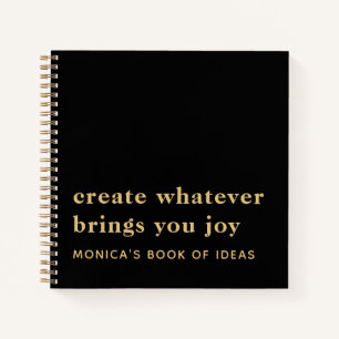 Simple Custom 2 Motivational Quote Gold Black Notebook