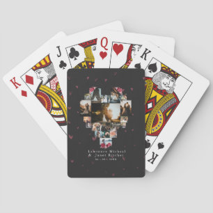 Simple Custom 2 Photo Heart Shaped for her him Playing Cards