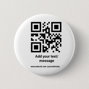 simple custom barcode add your text website QR Cla 2 Inch Round Button