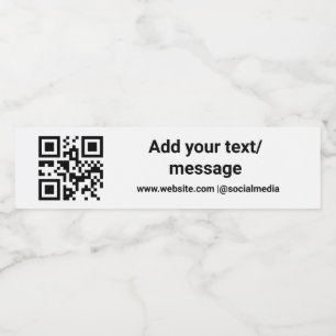 simple custom barcode add your text website QR Cla Water Bottle Label